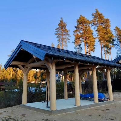 Навес и беседка в технике post&beam