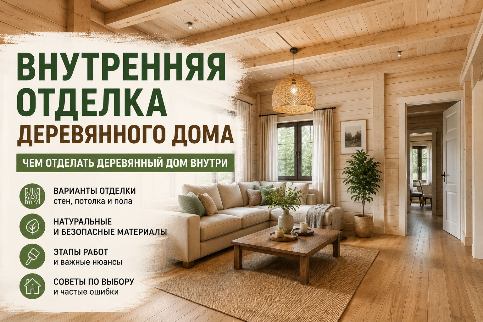 Внутренняя отделка деревянного дома: чем отделать деревянный дом внутри